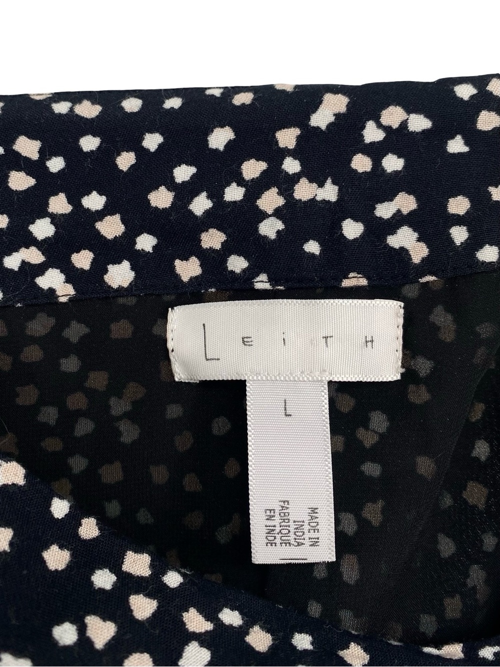 Leith Dot Pattern Flare Black Midi Skirt Size Large - Picture 8 of 9